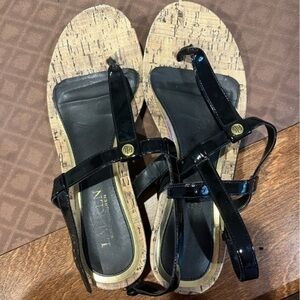 BOTH PAIRS - Ralph Lauren gold and black sandals